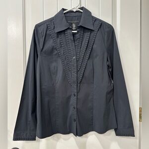 Apostrophe Black Stretch Button Down Shirt